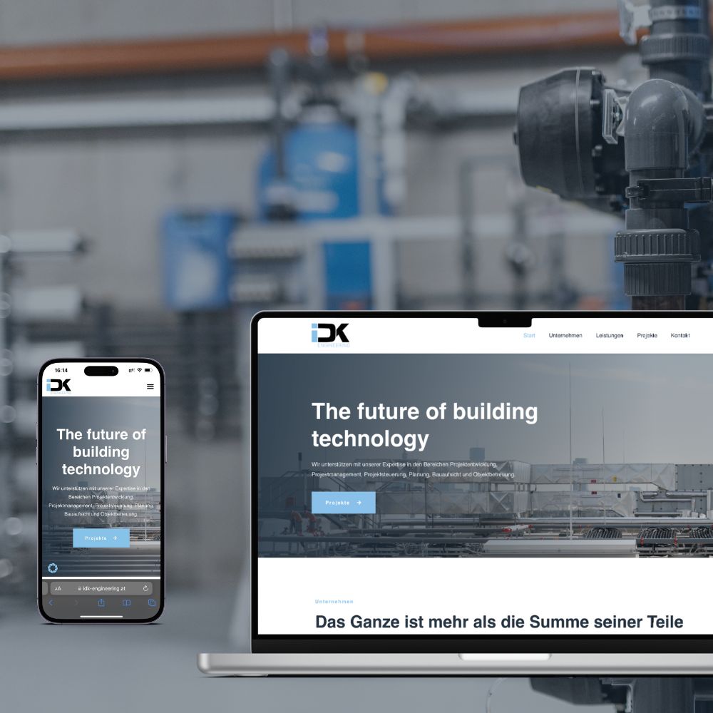 Smartphone Mockup des Webdesign Kunden "IDK – Engineering"