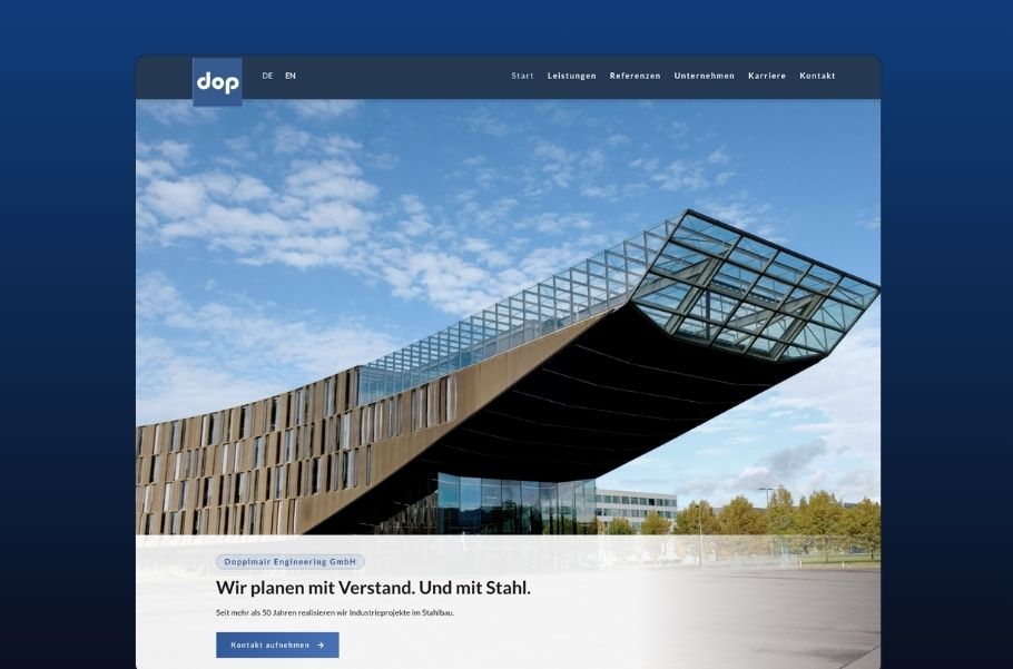Screenshot von Website der Dopplmair Engineering GmbH