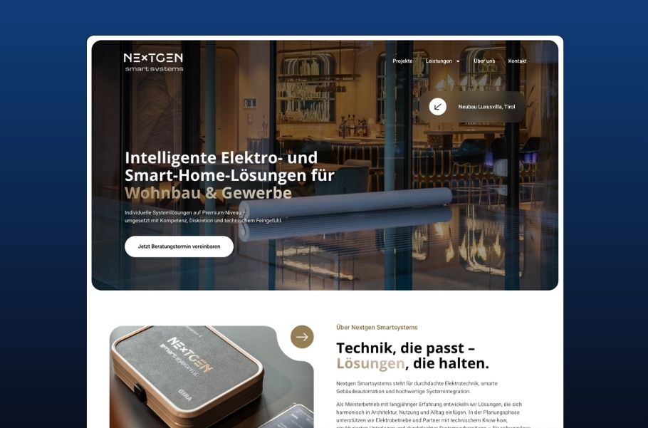 Webdesign für Nextgen Smartsystems GmbH – Anbieter für Gebäudeautomation und Smart Home
