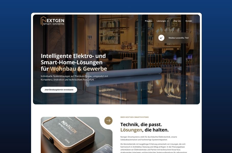Webdesign für Nextgen Smartsystems GmbH – Anbieter für Gebäudeautomation und Smart Home