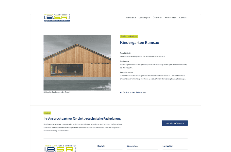 Referenzprojekt Kindergarten Ramsau auf der Website der IBSR GmbH