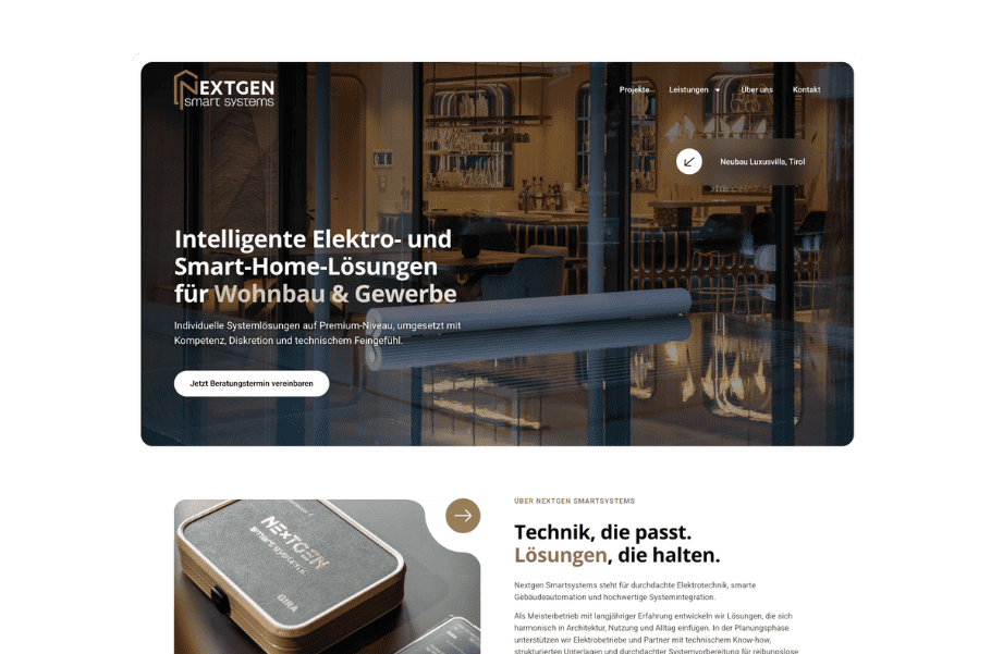 Startseite von Nextgen Smartsystems zu Elektro- und Smart-Home-Lösungen